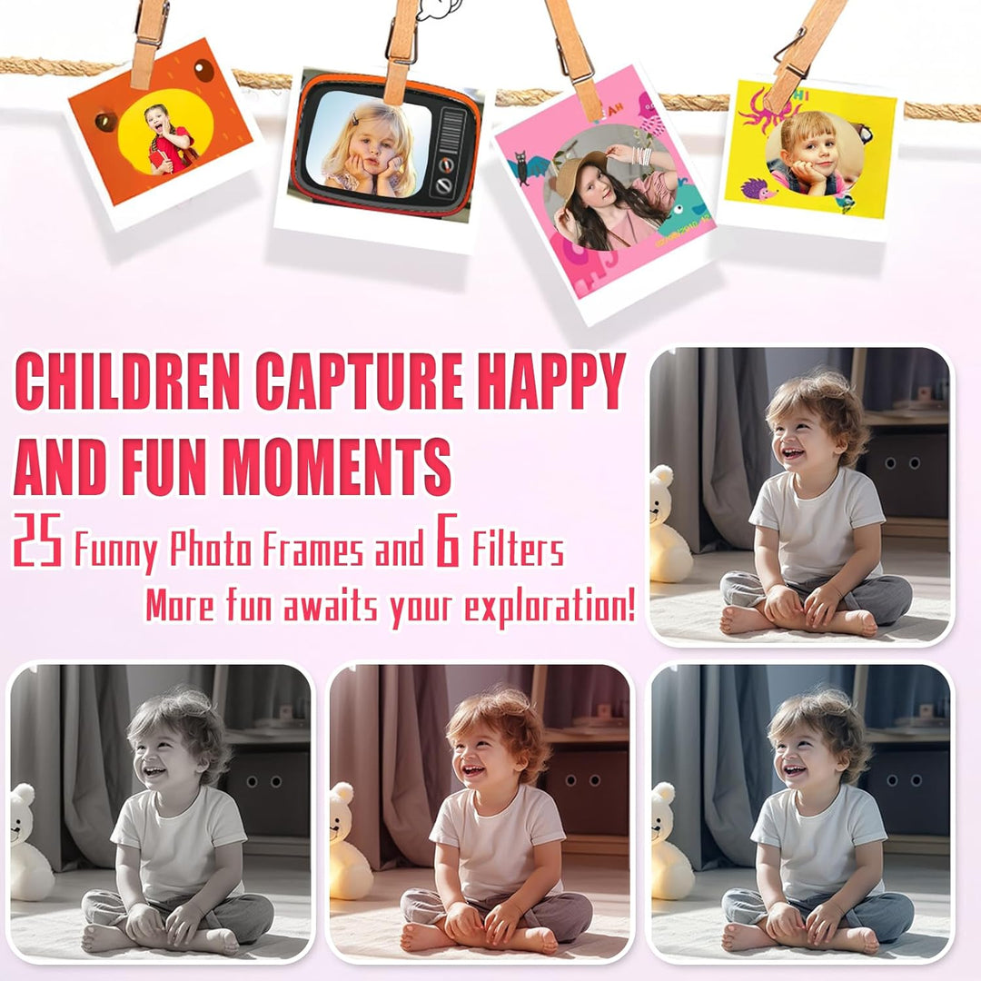 Kinderkamera, Digitalkamera Kinder 1080P 2,0"-Bildschirm Kinder Kamera mit 32GB Karte, Selfie Digita