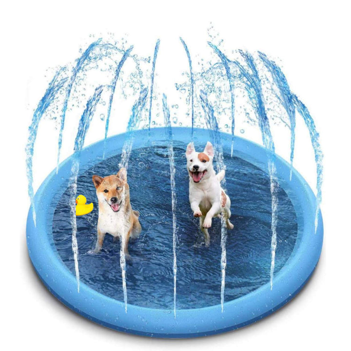 Planschbecken für Haustiere und Kinder, 150 cm Sprinkler- und Spritzwasser-Spielmatte,Hunde Planschb