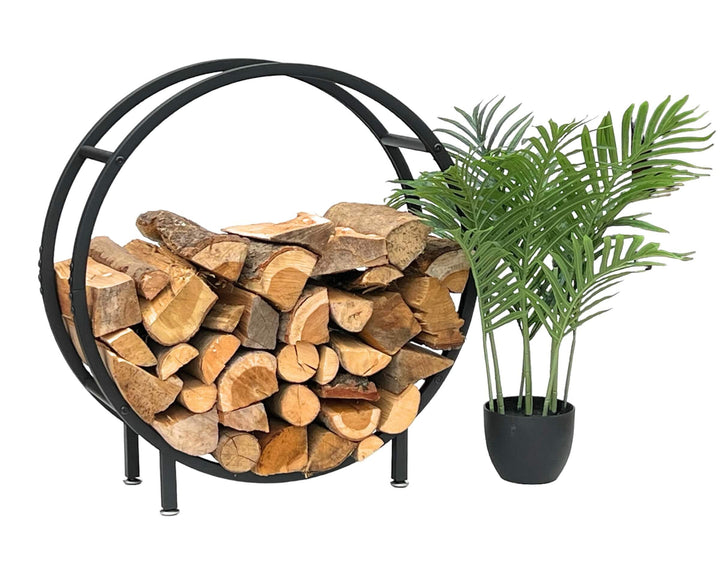 DanDiBo Kaminholzregal Innen Metall Schwarz Stehend Rund 60 cm Kaminholzständer 96468 Kaminholzhalte