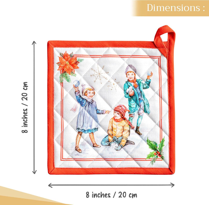 Maison d' Hermine Topflappen 100% Baumwolle hitzebeständig Set mit 2 Topflappen (20cm x 20cm) Hot Pa