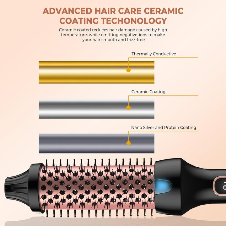 UKLISS Thermal Brush Ionen Thermobürste LCD-Display [120-200℃] Heisse Bürste Rundbürste Haarstyling