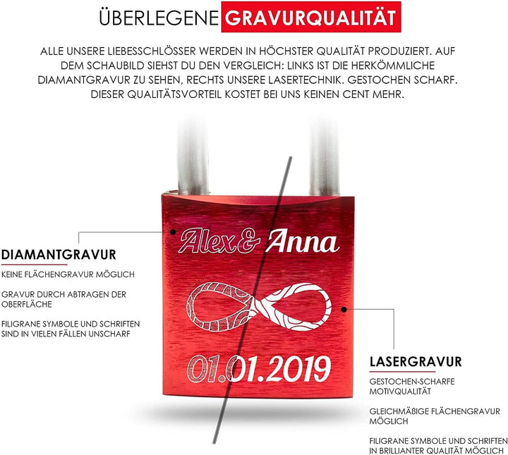 Liebesschloss mit Gravur - Valentinstagsgeschenk für Sie - Valentinstagstag Geschenk - Liebesschloss