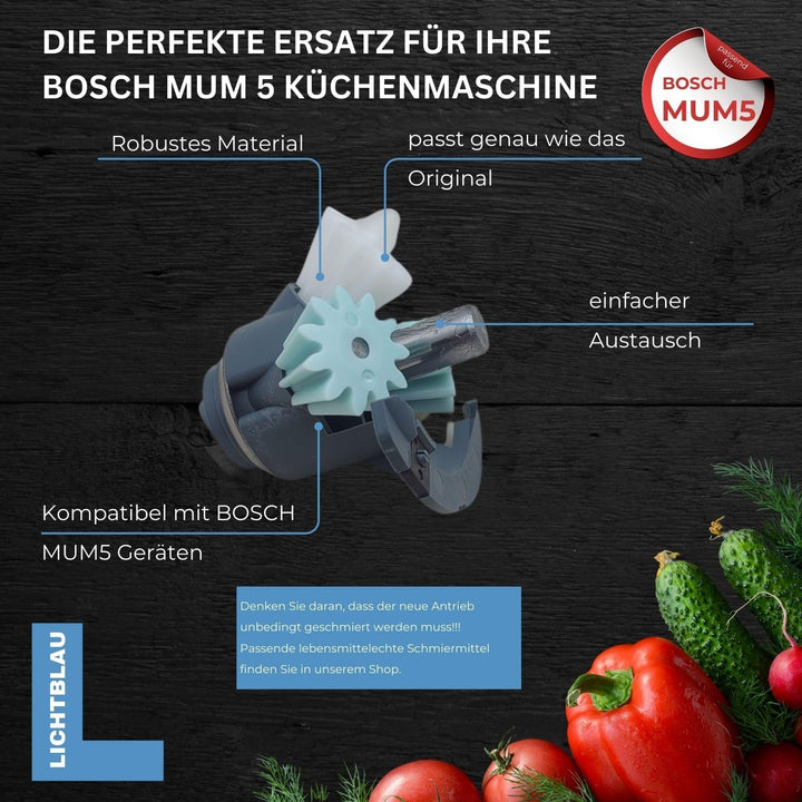 LICHTBLAU Antrieb für Bosch Küchenmaschine MUM5 622181 I Küchenmaschine Ersatzteil bei abgenutzten Z