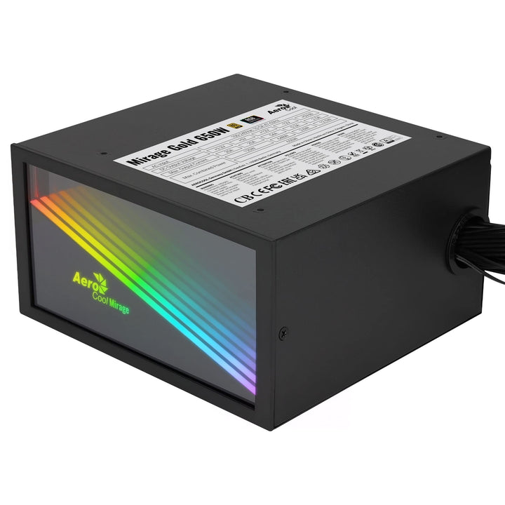 AeroCool MIRAGEGOLD650, PC Netzteil 650W, RGB Infinity Mirror, 80Plus Gold, Japanische Kondensatoren