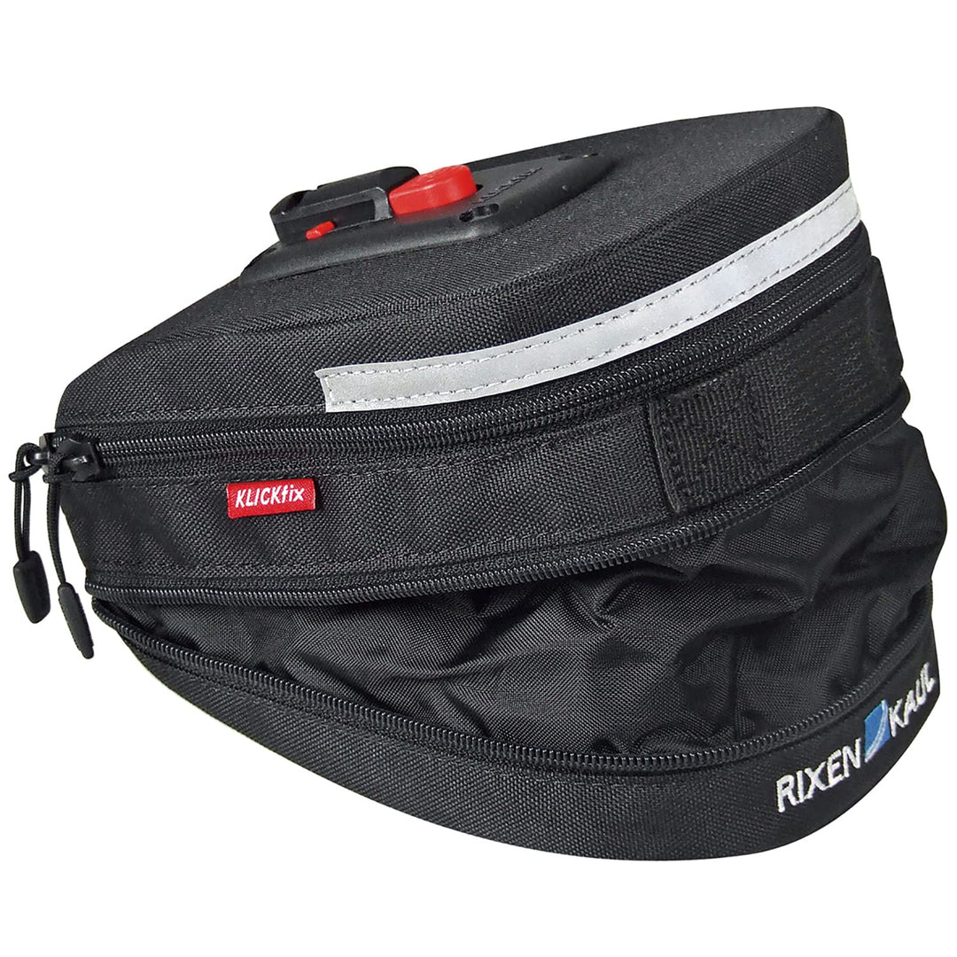 KLICKfix Farradtasche Micro 200 Expandable Schwa Satteltasche, Schwarz, 19 x 12 x 8 cm Single, Singl