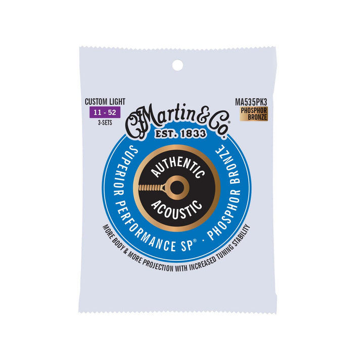 Martin Strings MA535 SP Phosphor Bronze 3 Pack Custom Light 11-52
