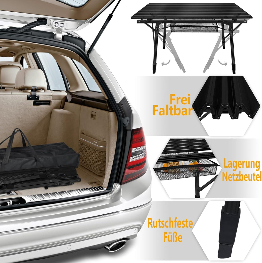 YRHome Alu Campingtisch klappbar 90 x 52 cm Camping Tisch Klapptisch Falttisch Camping Höhenverstell