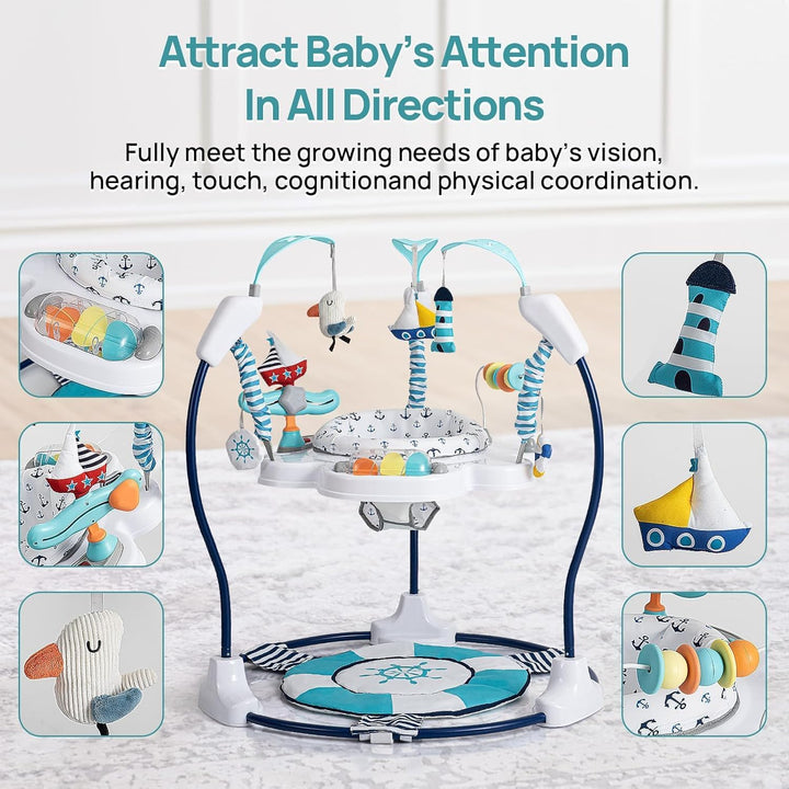 LADIDA Stationäres Aktivitätszentrum für Babys, Babywippe, springend, 360 °, mit Musikspielzeug und