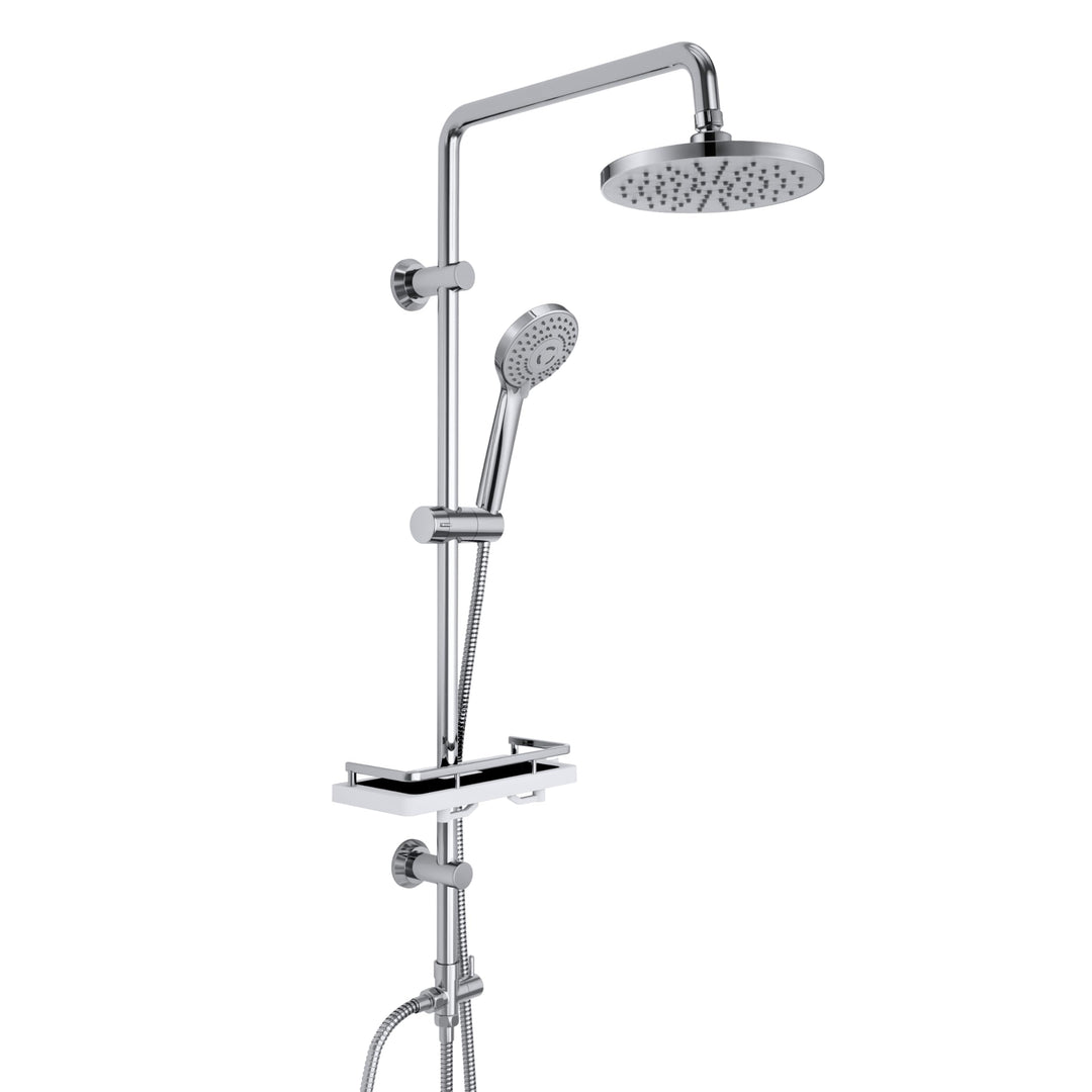Görbach Regendusche Duschset ohne Armatur, Edelstahl Duschsystem mit Ablage, Duschstange set mit Kop