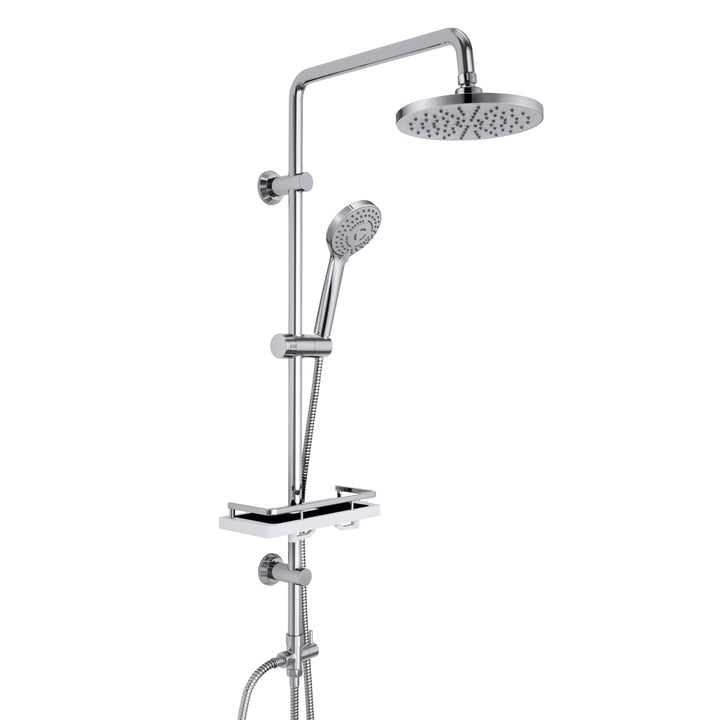 Görbach Regendusche Duschset ohne Armatur, Edelstahl Duschsystem mit Ablage, Duschstange set mit Kop