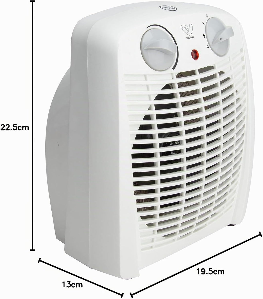DIO - Tragbarer Heizlüfter 2000W - Regelbarer Thermostat - 2 Heizleistungen - 3 Modi - Kompakt und L