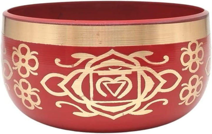 Tibetan Rot Singing Bowl Set mit Klöppel & Kissen - Handgefertigte Klangschale für Meditation, Klang