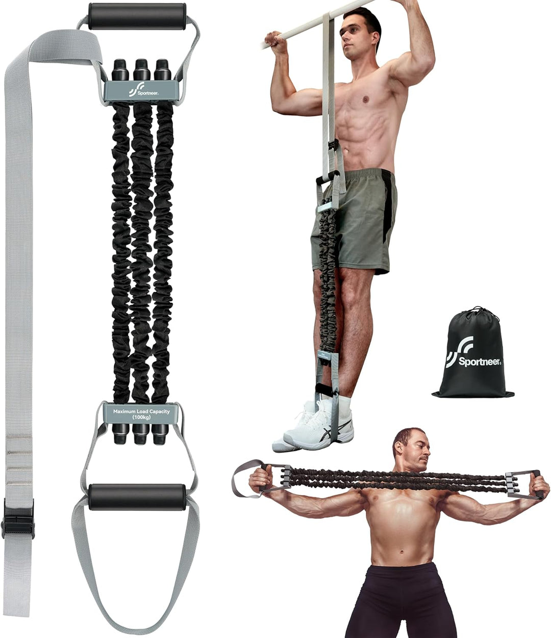 Klimmzugbänder - Sportneer Verstellbare Widerstandsbänder für Klimmzughilfe mit Anti-Rutsch-Verschlu