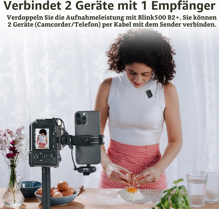 Saramonic Blink500B2+ Lavalier Mikrofon Kabellos, Lavalier Funkmikrofon Handy für iPhone 15 Android