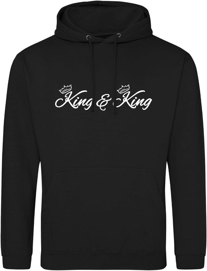 huuraa Unisex Hoodie King & King Krone Pullover Vegan Grösse 3XL Deep Black mit Motiv Hochzeits Gesc