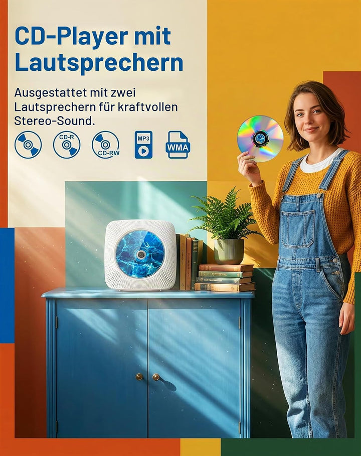 CD Player Tragbar Bluetooth Radio mit CD-Player mit Lautsprecher Unterstützung USB &amp; AUX-Wiedergabe
