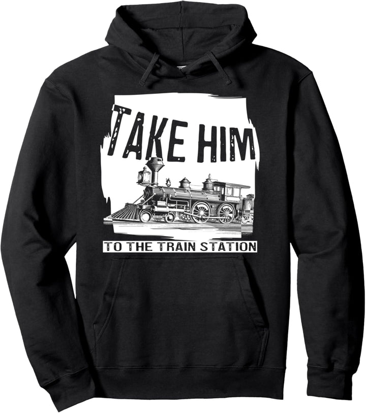 Bring ihn zum Bahnhof T Rip Graphic Vintage Train Pullover Hoodie