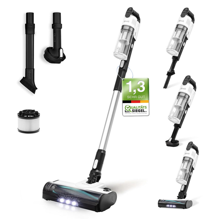 Levoit Akku Staubsauger mit Tierhaardüse, Anti-Haar-Verwicklung, max 50min Laufzeit, 4-in-1 Kabellos