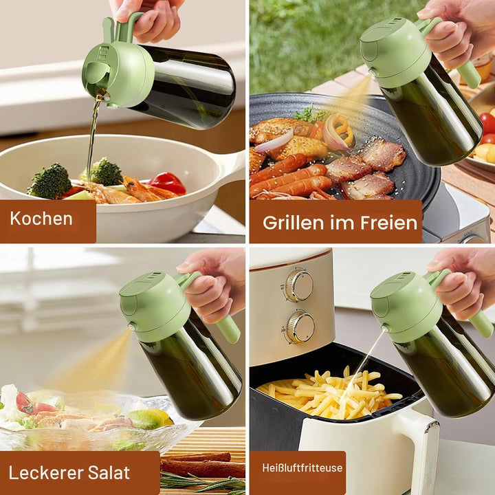 YARRAMATE 2 Stück 470ml Lichtblockierender dunkler Ölsprüher zum Kochen, 2-in-1 UV Schutz ölzerstäub