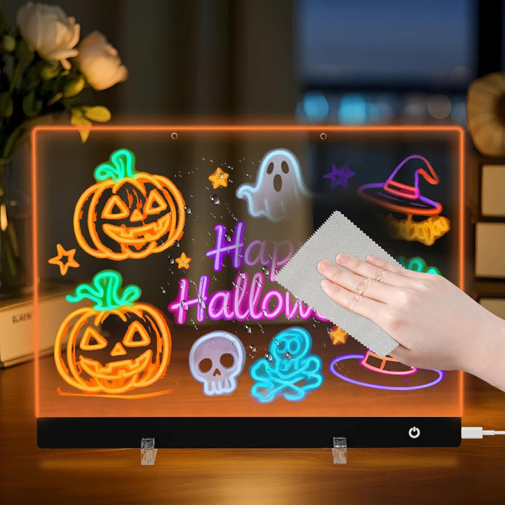 LED Notiztafel mit Farben, LED Schreibtafel mit 6 Farben & 5 Modi, 30x20cm Acryl Notiztafel, Maltafe