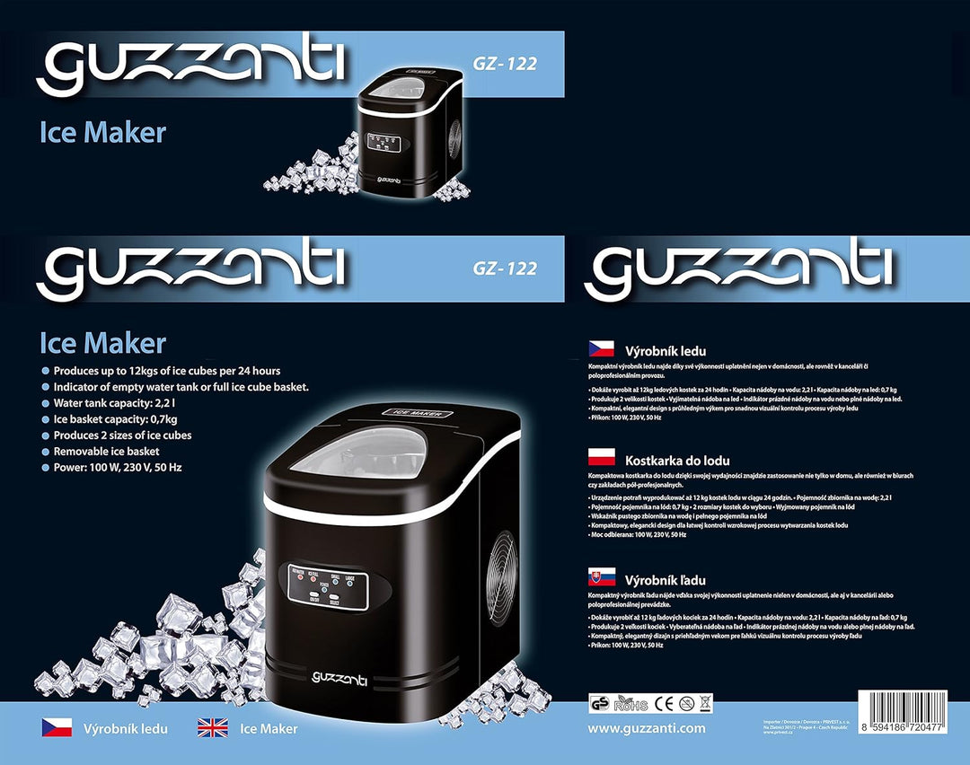 Guzzanti GZ-122 Eiswürfelmaschine, 2.2 liters, Black