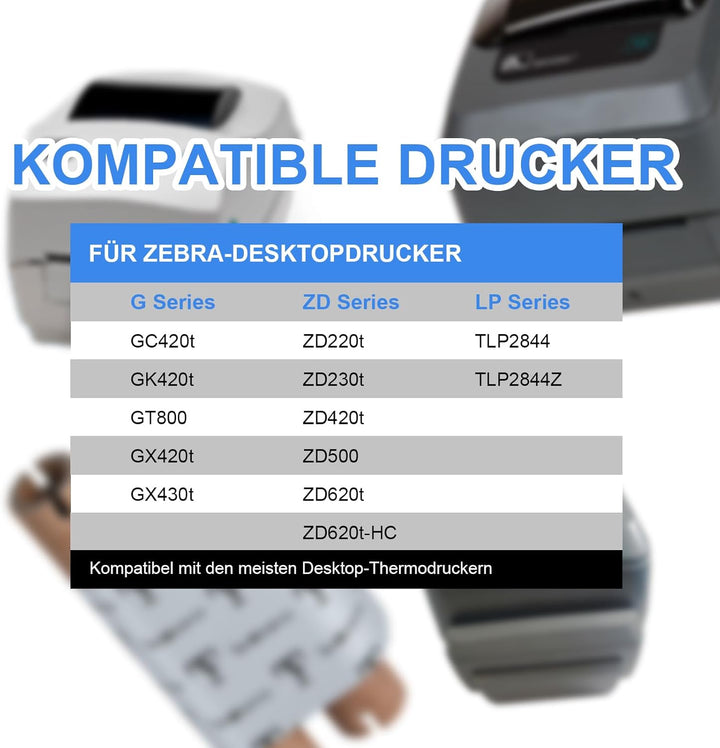 Thermotransfer-Bänder für Desktop-Drucker, hochwertiges verbessertes Wachs, 1,3 cm Kern, mit leerer
