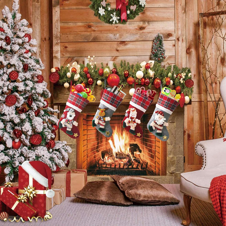Lonsien Nikolausstrumpf gross 4 STK Weihnachtsstrumpf Geschenkbeutel Nikolausstiefel Personalisiert