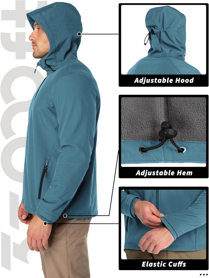 33,000ft Jacke Herren Wasserdichte Atmungsaktiv Softshelljacke - Übergangsjacke Winddichte Regenjack