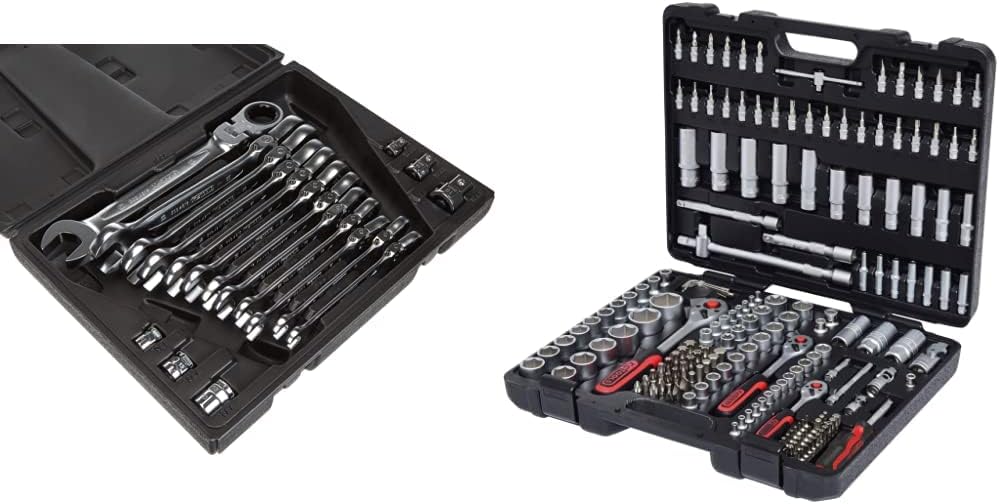 KS 5034868 Tools 503.4868 GEARplus Gelenk-Ratschenringmaulschlüssel-Satz, 18-tlg. & 917.0779 1/4 Zol