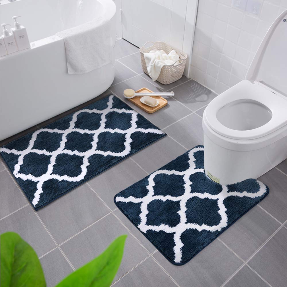 Homaxy rutschfest Badematten Set 2 teilig Weich Hochflor Bad WC Badezimmerteppich Mikrofaser Badvorl
