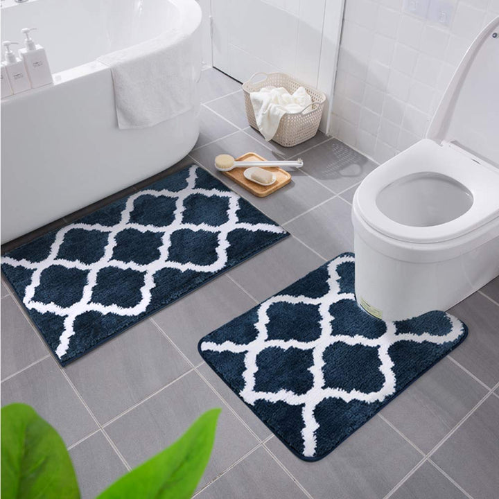 Homaxy rutschfest Badematten Set 2 teilig Weich Hochflor Bad WC Badezimmerteppich Mikrofaser Badvorl