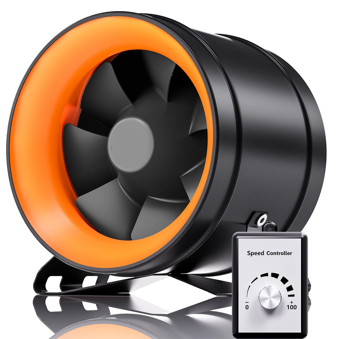 Hon&Guan 200mm EC Rohrventilator mit Drehzahlregler, 1411m³/h Rohrlüfter mit Regler EU-Stecker für G