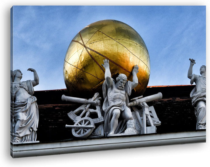 deyoli Atlas Skulptur in Vienna Österreich Format: 100x70 als Leinwand, Motiv fertig gerahmt auf Ech