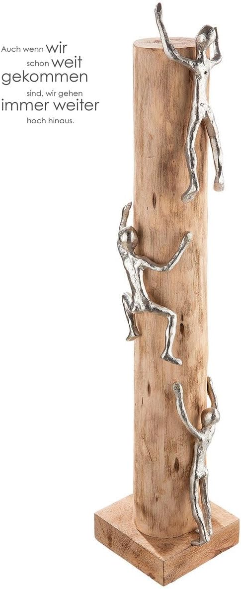 GILDE Deko Skupltur aus Holz/Aluminium - Kletterer - Bergsteiger - hoch hinaus - naturfarben- Höhe 5