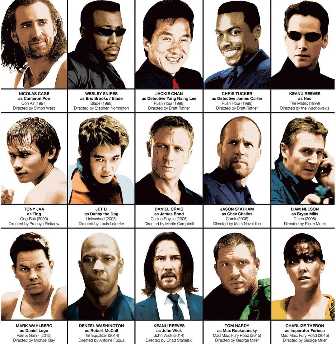 Wall Editions Art-Poster - Legendary Action Movie Heroes - Olivier Bourdereau