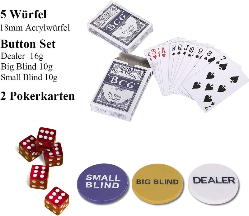 COSTWAY Pokerset mit 500 Laser-Chips | Pokerkoffer Alu | Pokerchips | Poker Komplett Set | Pokerkoff