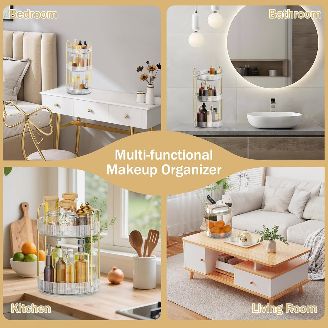MOKANI Make Up Kosmetik Organizer, 360° Dreh Schmink Organizer, 3 Ebenen, Multifunctional Makeup Ski