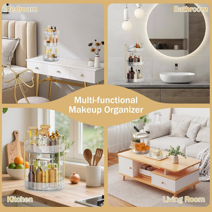 MOKANI Make Up Kosmetik Organizer, 360° Dreh Schmink Organizer, 3 Ebenen, Multifunctional Makeup Ski