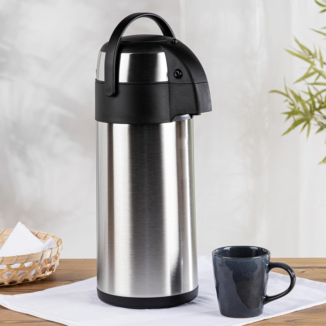 Thermoskanne 5 Liter Pumpkanne Kaffee Teekanne Warmhalte Airpot Isolierkanne Doppelwandig Getränkesp
