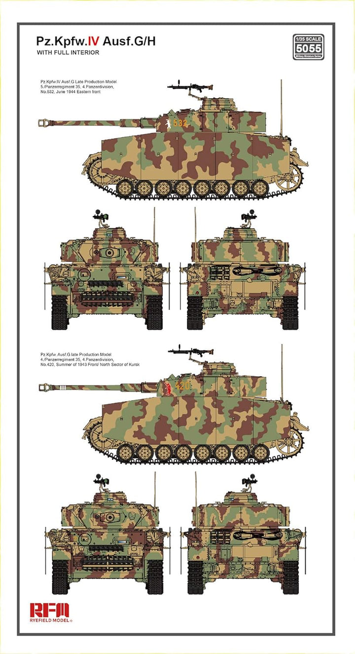 (M) Rye Field Model RM-5055 - 1/35 Pz.Kpfw.IV Ausf. G/H with full interior