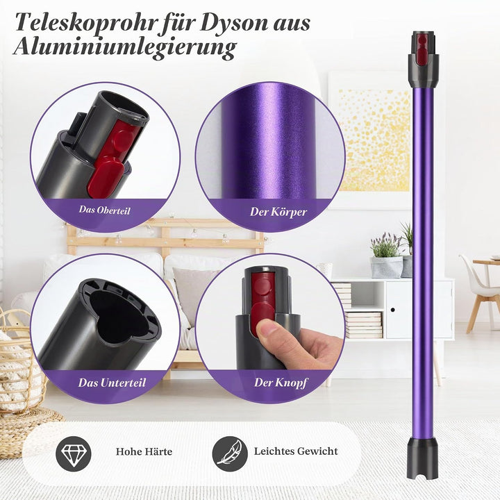 Elalove Ersatz Aluminium Verlängerungsrohr für V11 V10 V15 V8 V7 Staubsauger – 73 CM Schnellmontage-