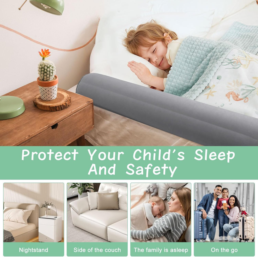 Rausfallschutz Bett reise mit Pumpe, 130 CM Anti-Fall-Bettschutzgitter Bettgitter Aufblasbarer Bett