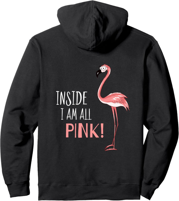 Inside I am all Pink | Innen ein lässiger Flamingo Pullover Hoodie