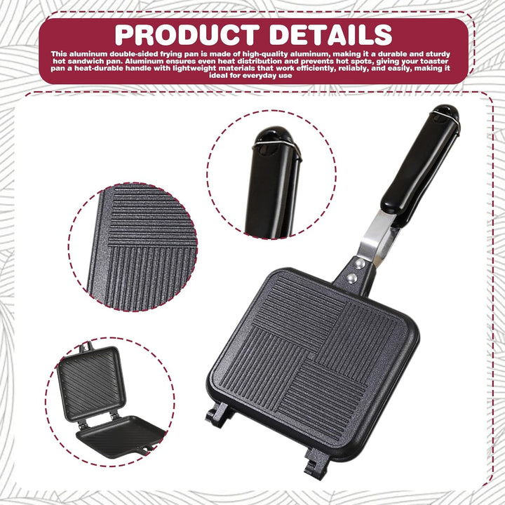 GOEDCH Aluminium Doppelseitige Bratpfanne: Hot Sandwich Maker Pan, Toastpfanne mit Hitzebeständigem