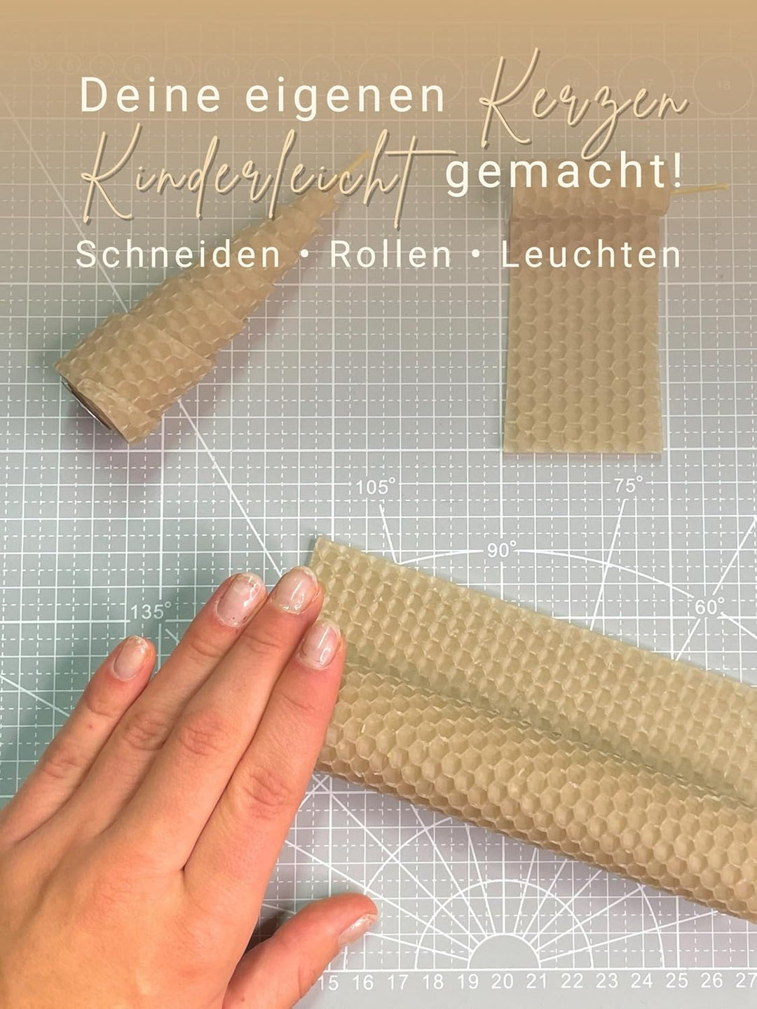 Wachsmann 20 Bienenwachsplatten aus Deutschland, beige, Wachsplatten 20 x 15 cm, Bienenwachs Kerzen