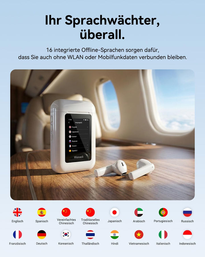 A8 Sprachübersetzer & Übersetzer KopfhöRer 2-In-1 – 144 Sprachen Echtzeit, Offline Übersetzer Ohne I