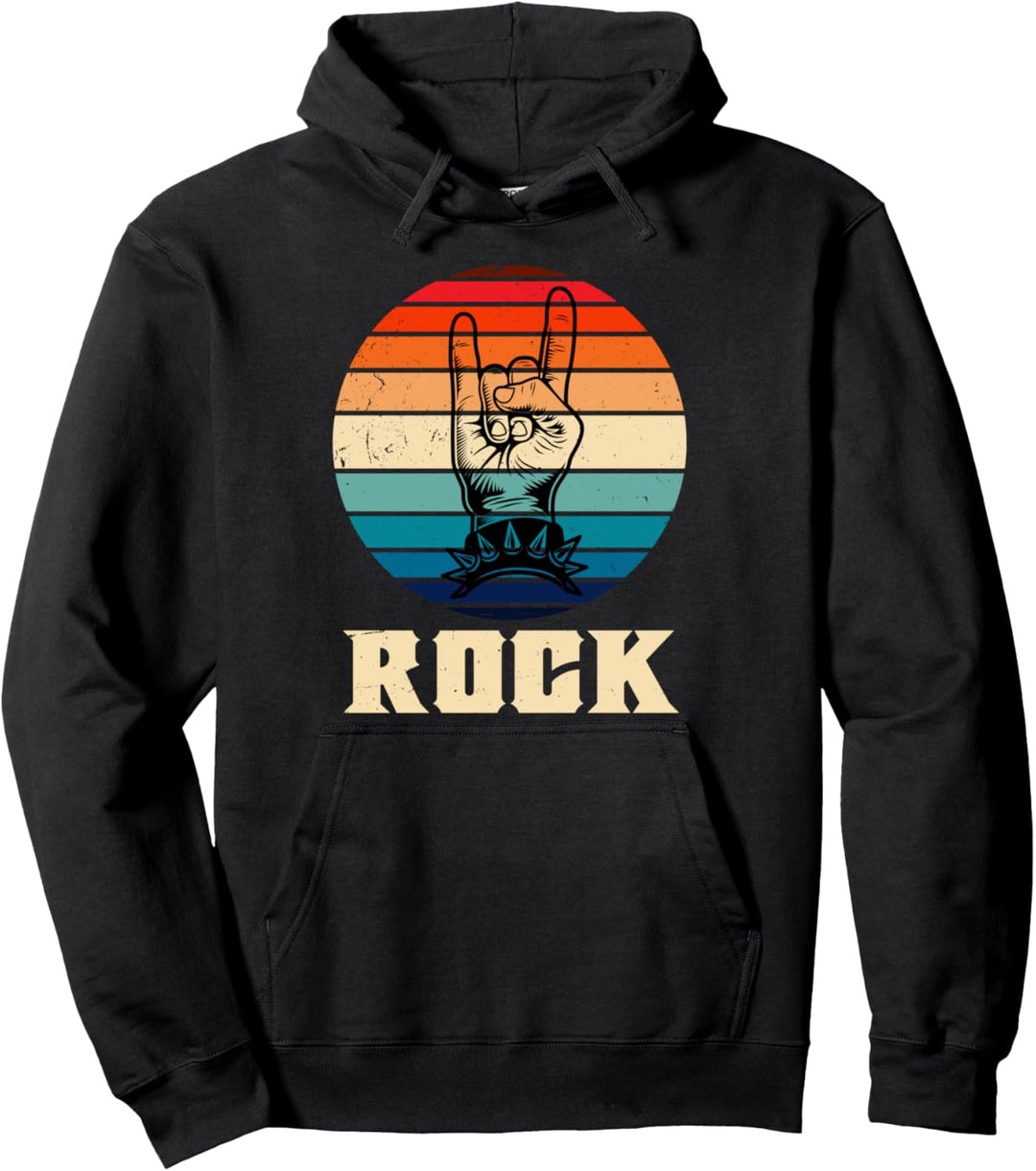 Teufelshörner Pommesgabel Rockmusik Retro Geschenk Pullover Hoodie