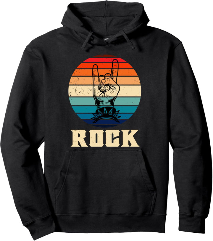 Teufelshörner Pommesgabel Rockmusik Retro Geschenk Pullover Hoodie