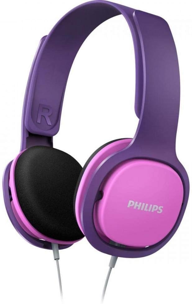 Philips Kinderkopfhörer SHK2000PK/00 Kinderkopfhörer On Ear Pink/Lila & Hama Kopfhörer-Adapter AluLi