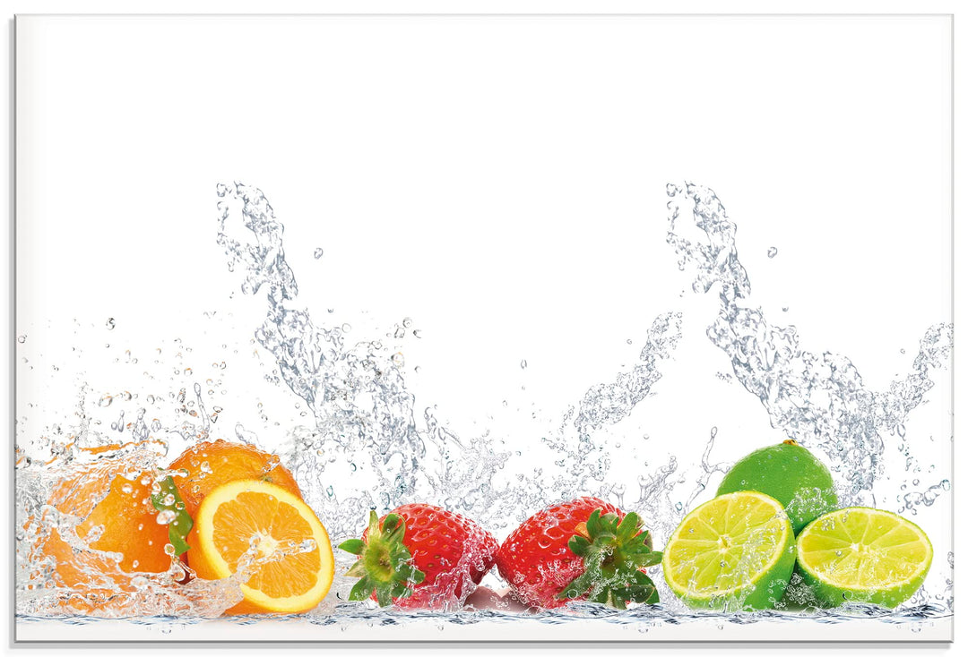 ARTland Spritzschutz Küche aus Alu für Herd Spüle 90x60 cm (BxH) Küchenrückwand mit Motiv Essen Obst